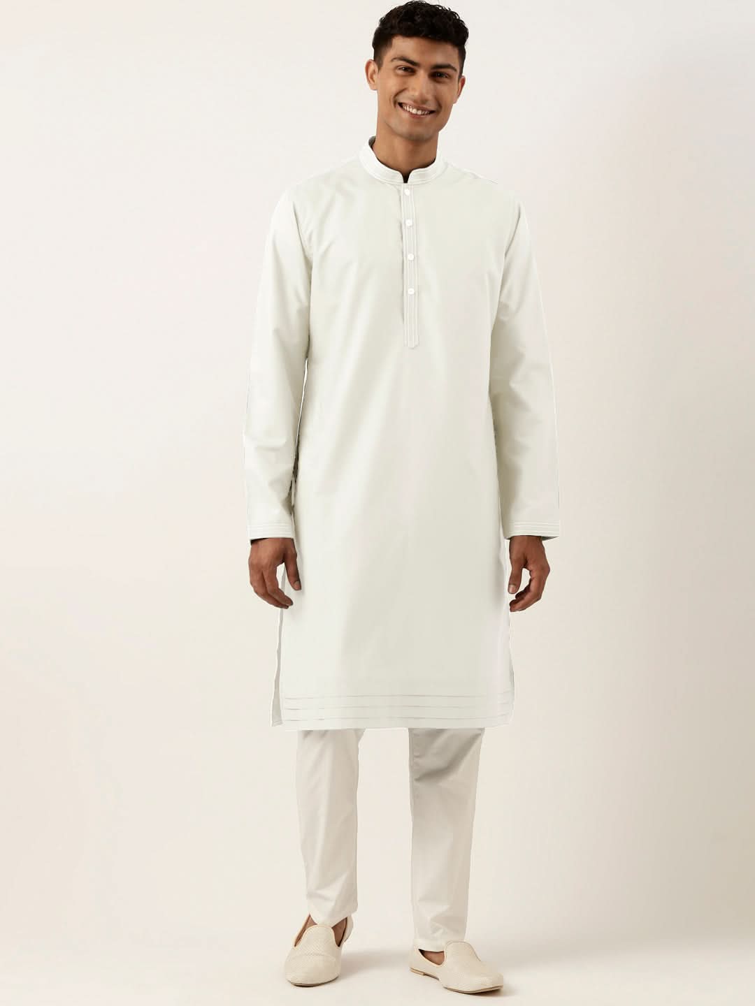 Off White Cotton Kurta Set
