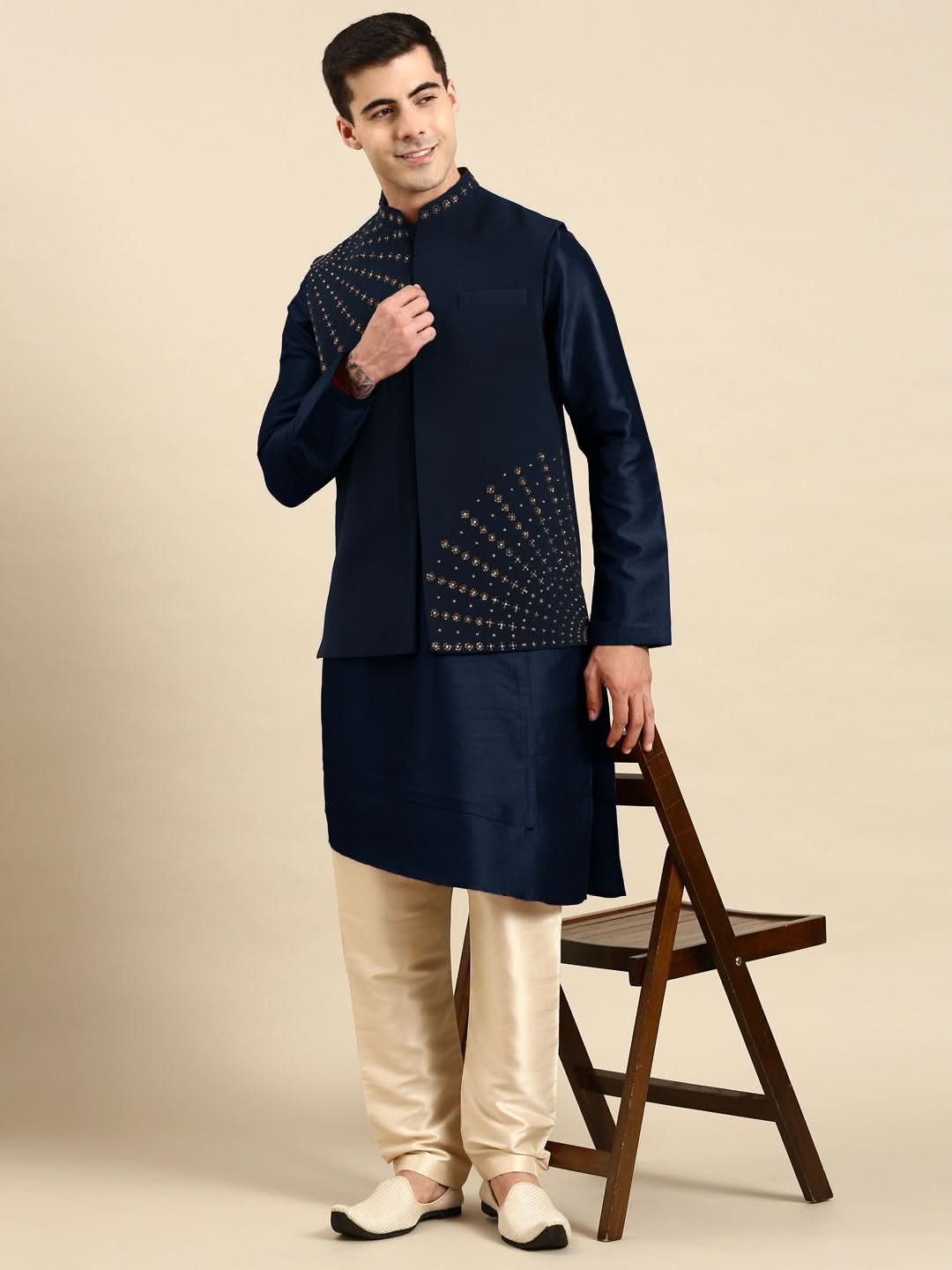 Blue Jacket Kurta Set