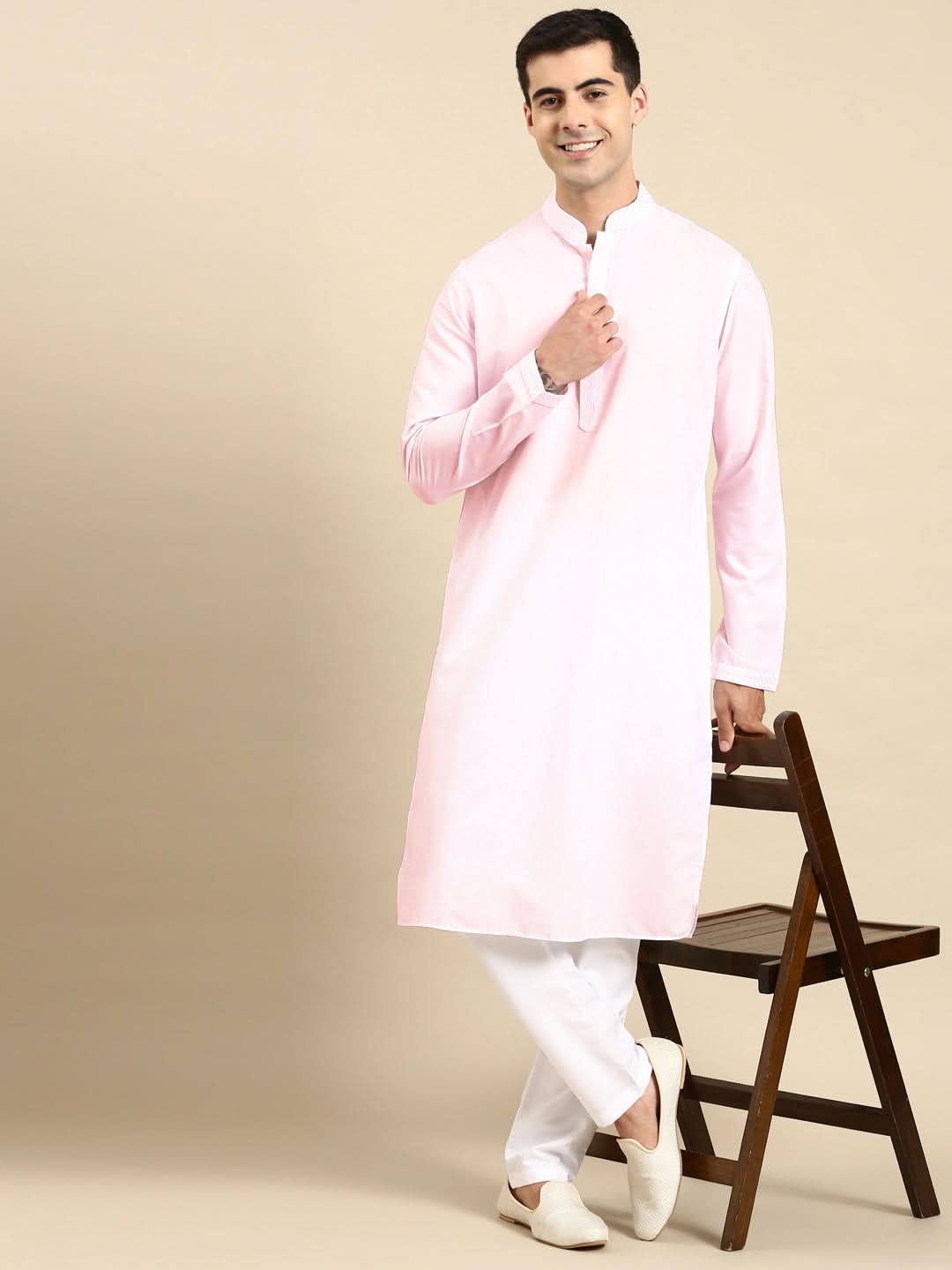 Light Pink fine Cotton Kurta Set