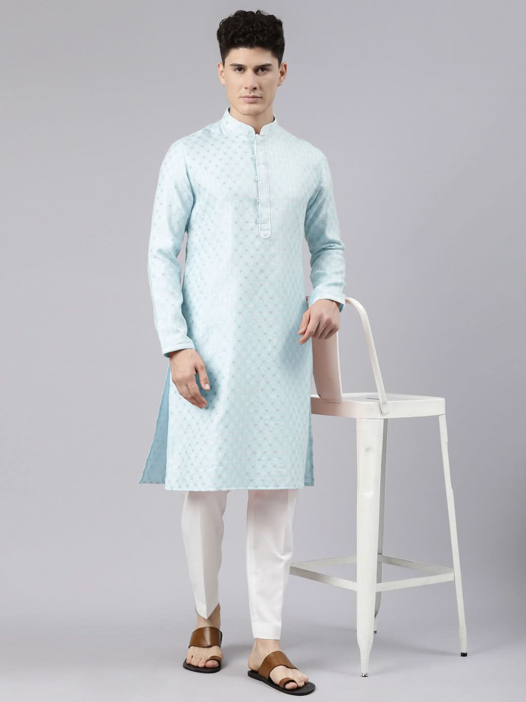 Sky Blue Chanderi Kurta Set