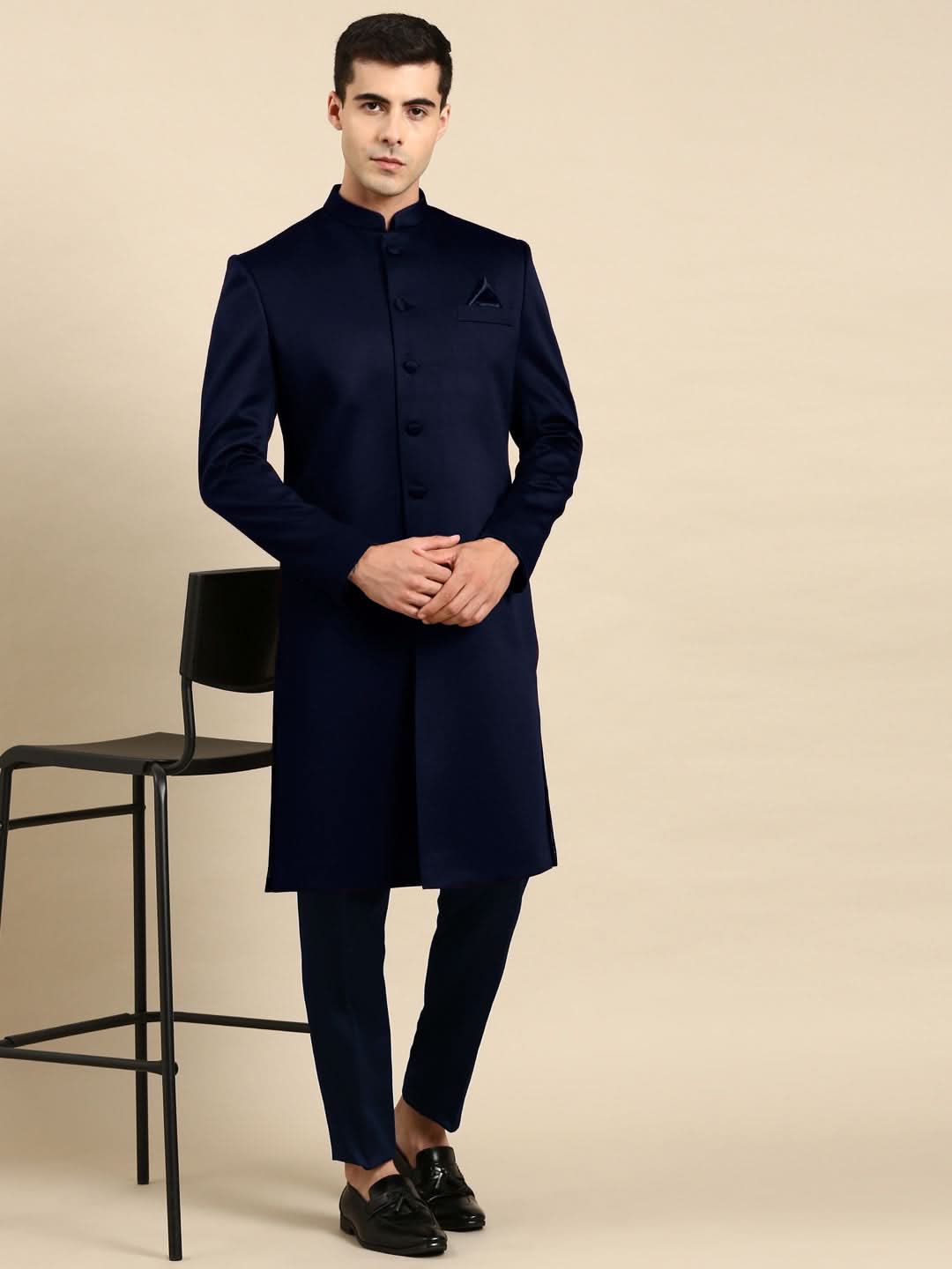 Navy Blue Classic Achkan