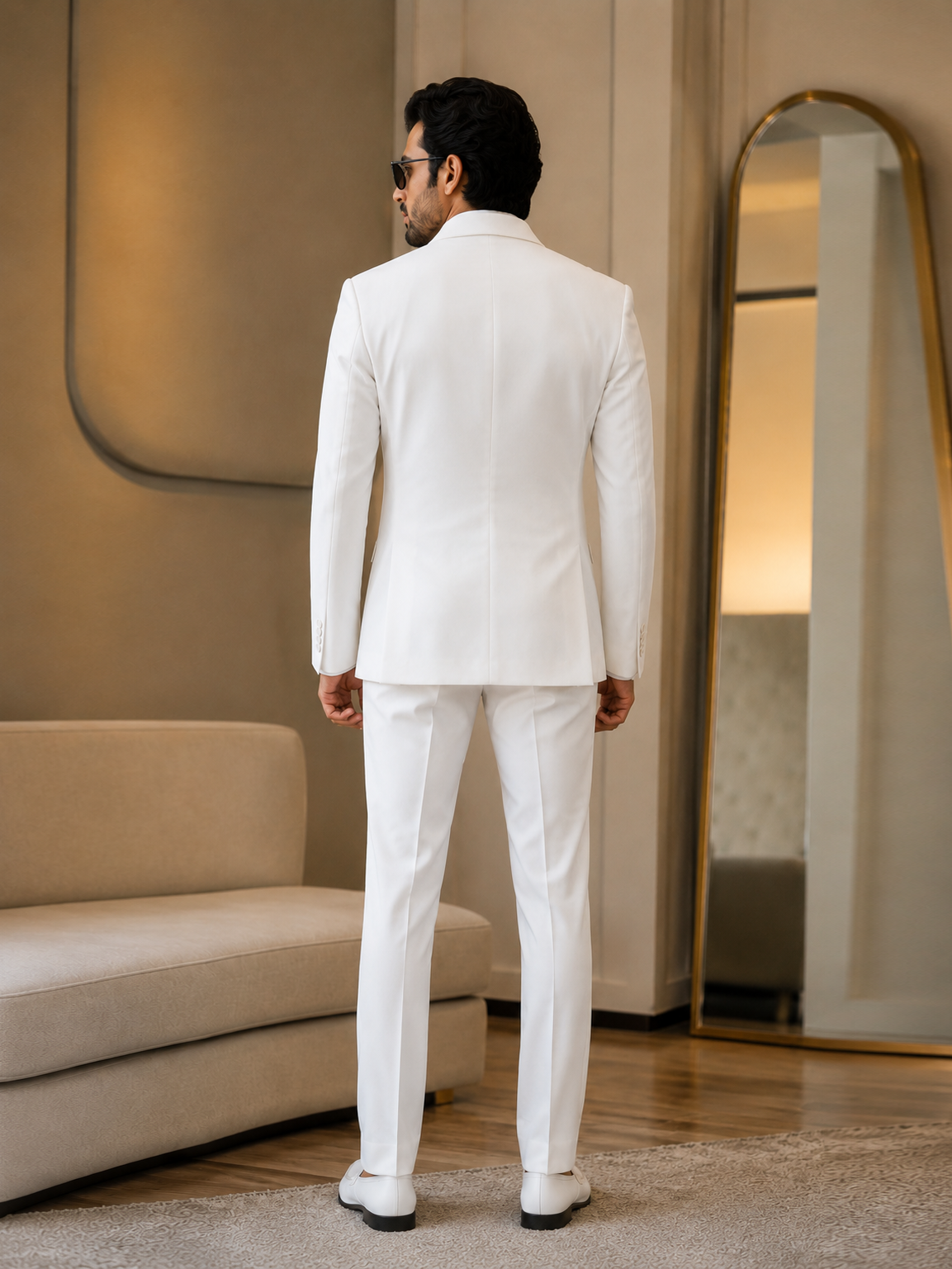White Embroidered Double-Breasted Suit