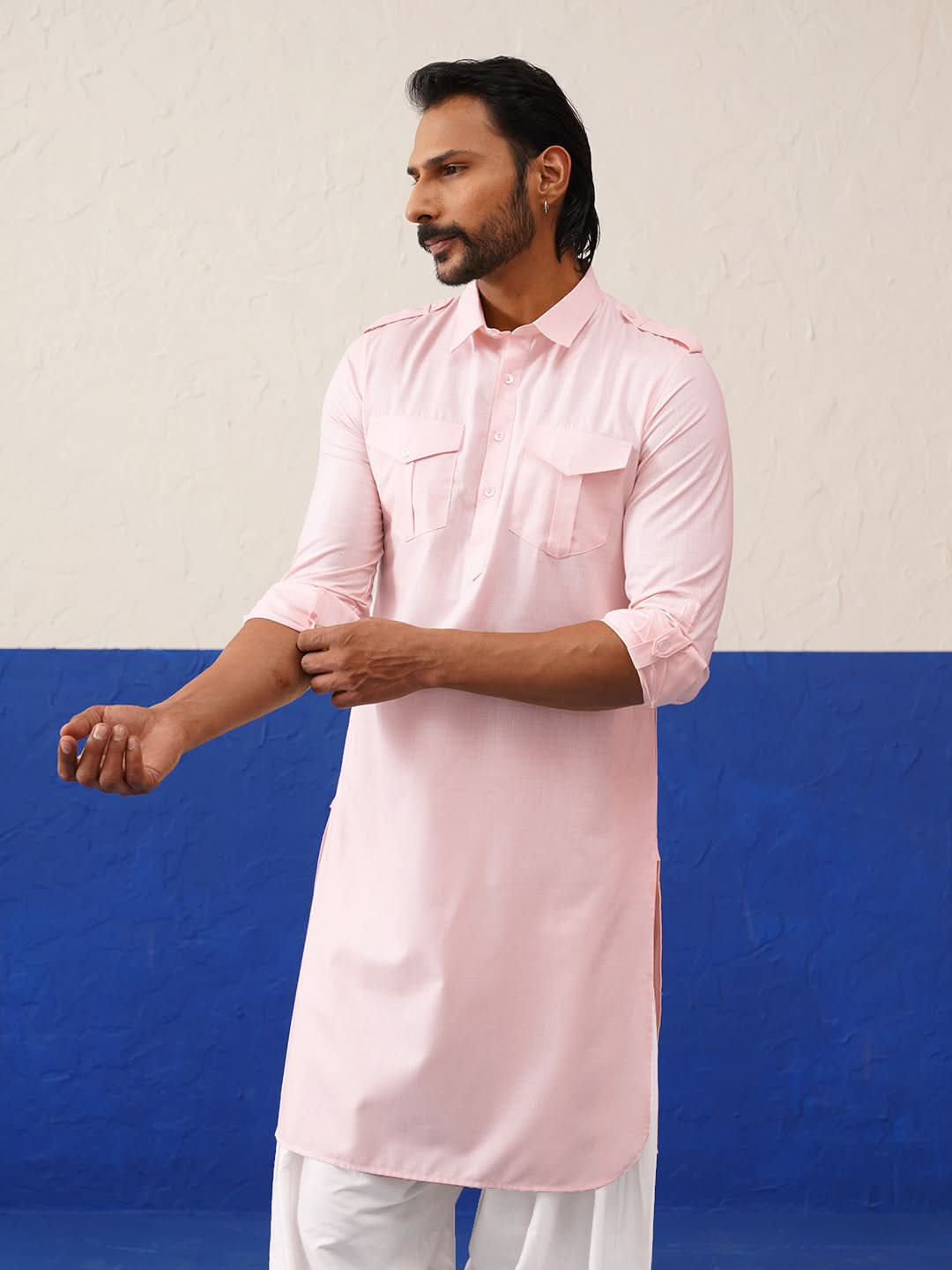 Baby Pink Pure cotton Pathani with Salwar