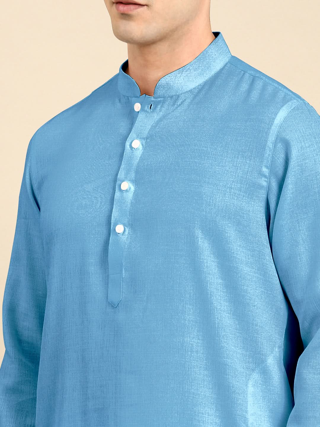 Blue Light Twill Weave Cotton Kurta Set