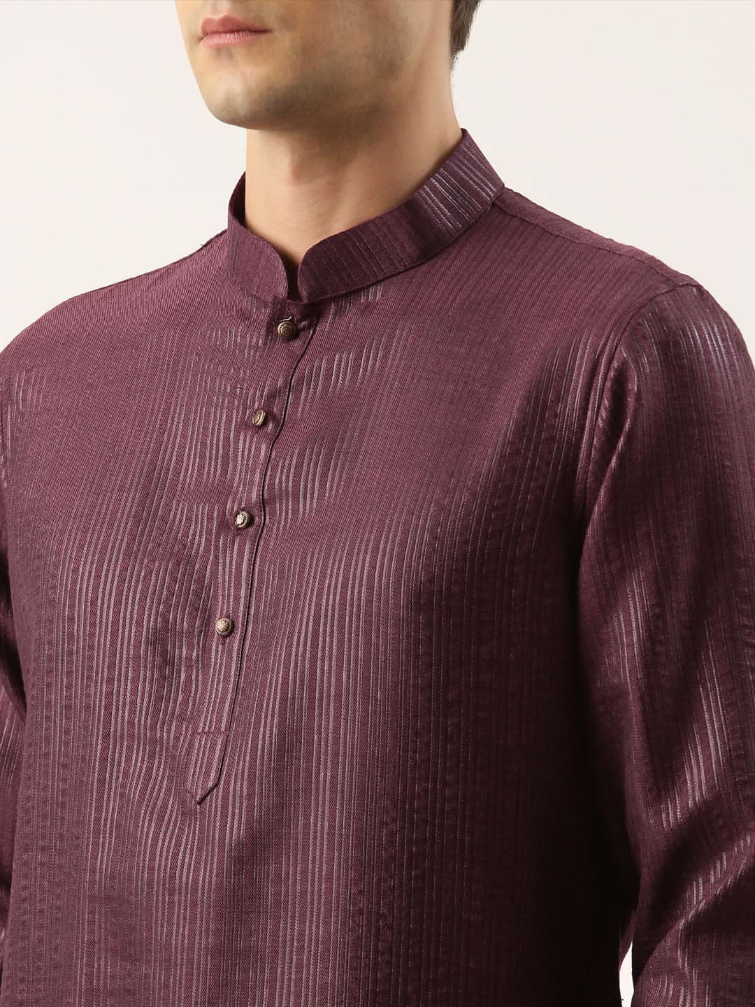 Wine Striped Short Kurta