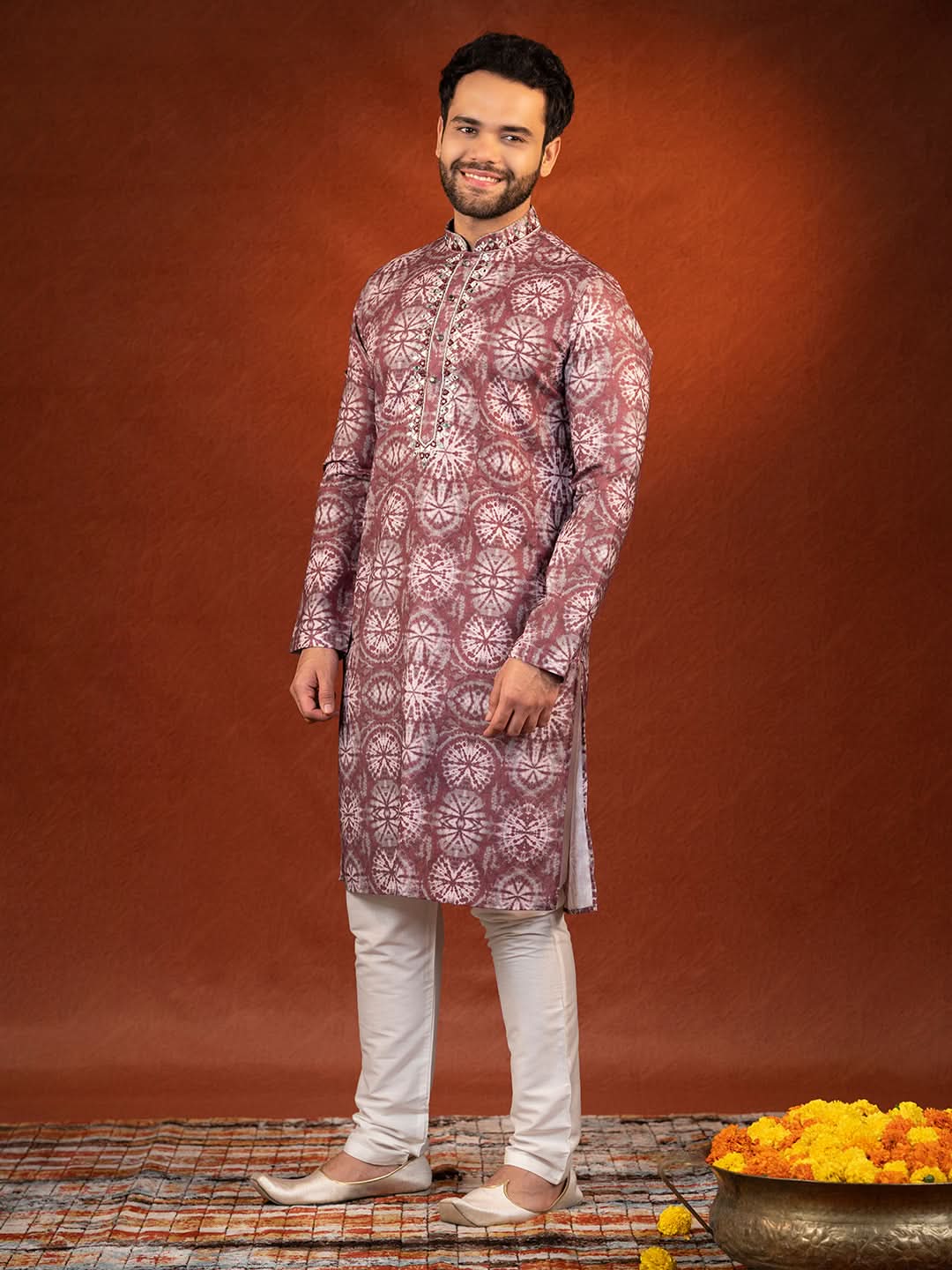 Maroon Tie Dye Kurta Set