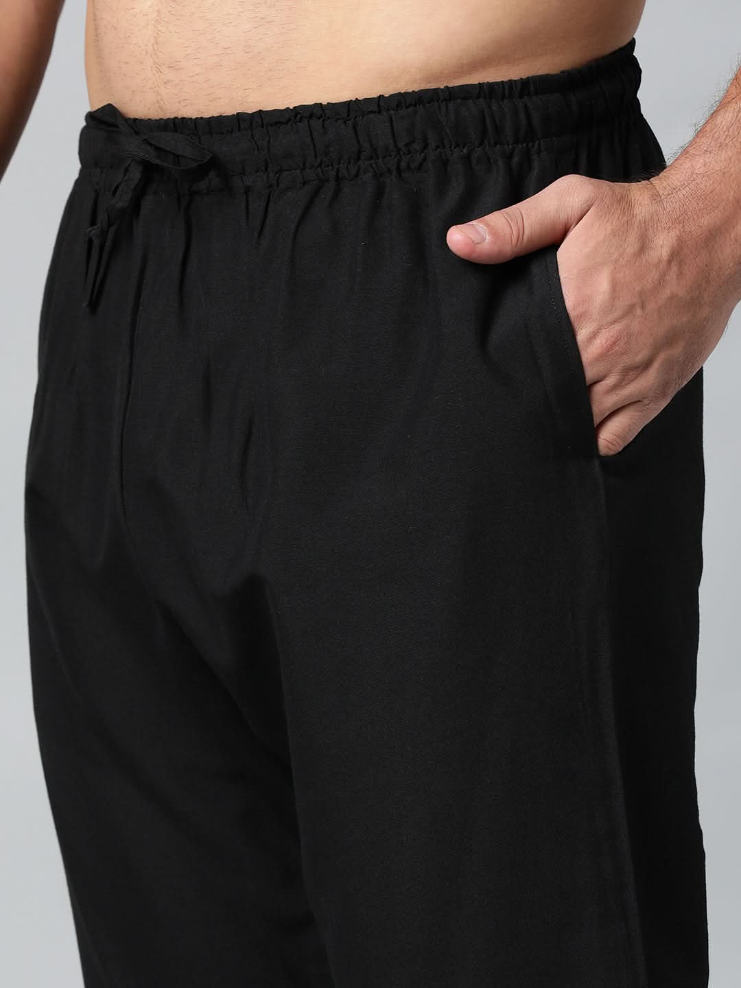 BLACK COTTON SILK PAJAMA