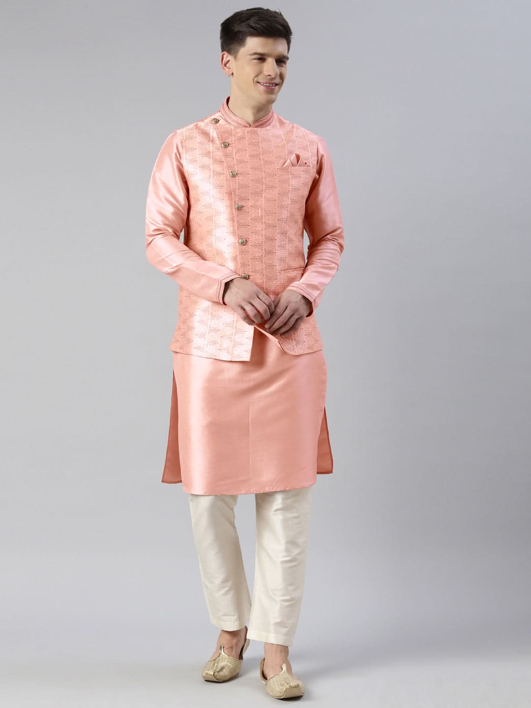 Pink Printed Overlap Jacket