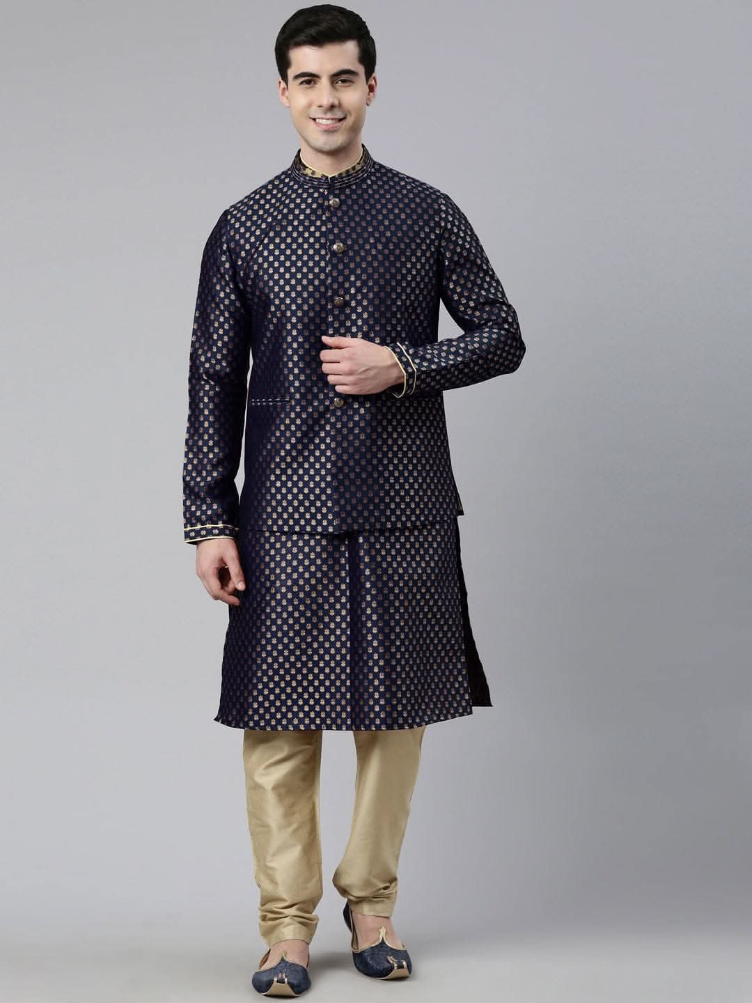Navy Blue Brocade Jacket
