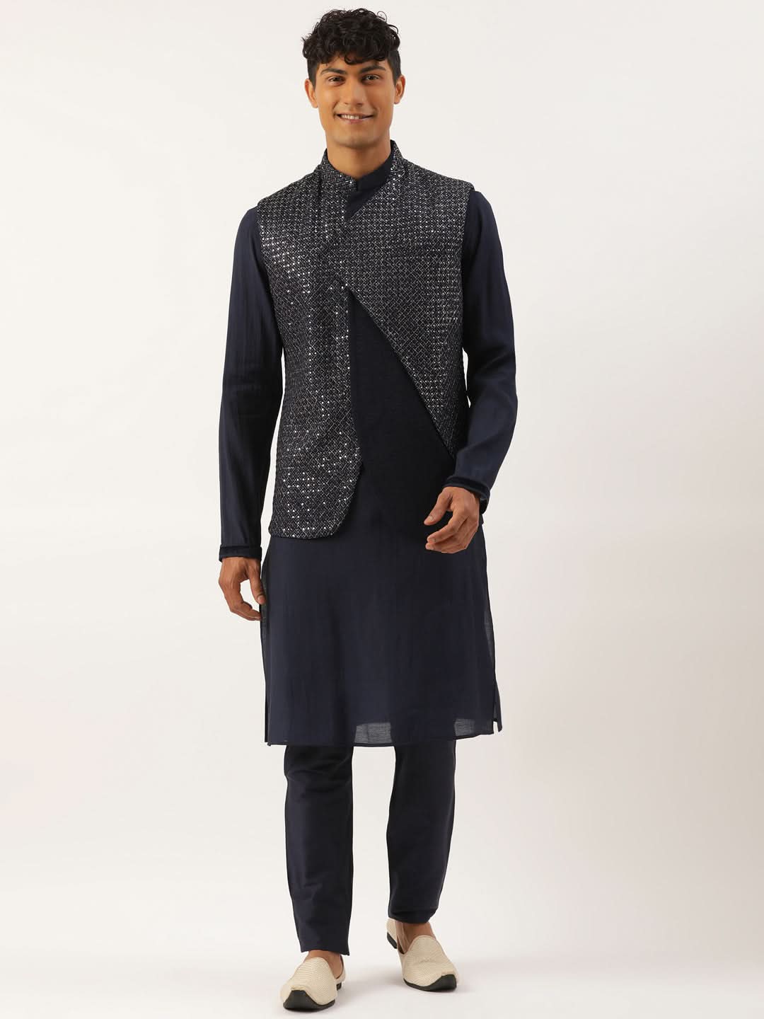 Navy Embroidered Jacket