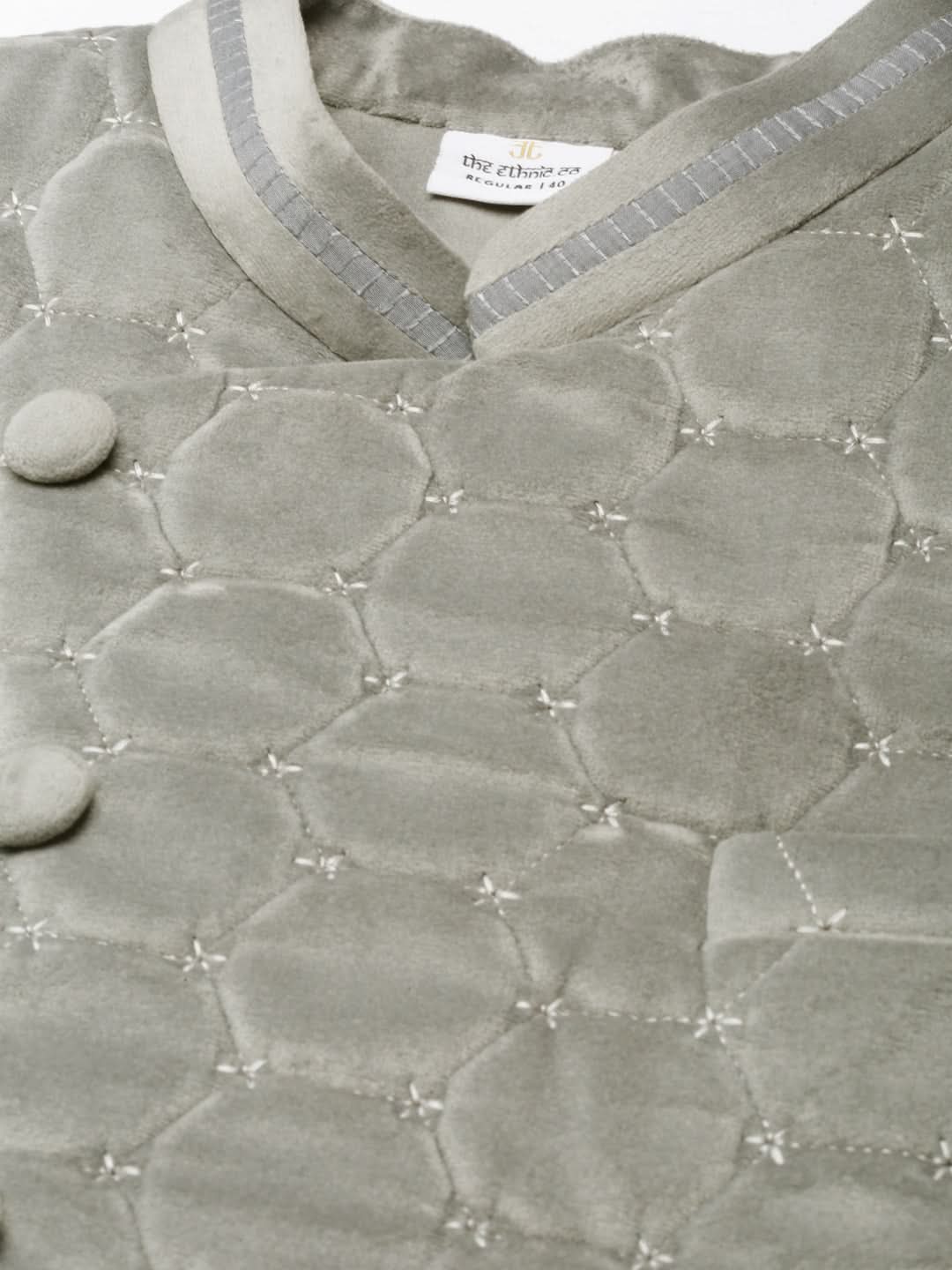 Grey Velvet Quilted Jacket