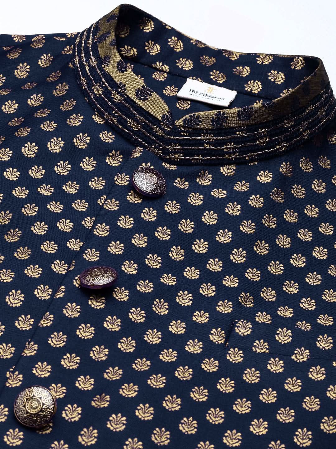 Navy Blue Brocade Jacket