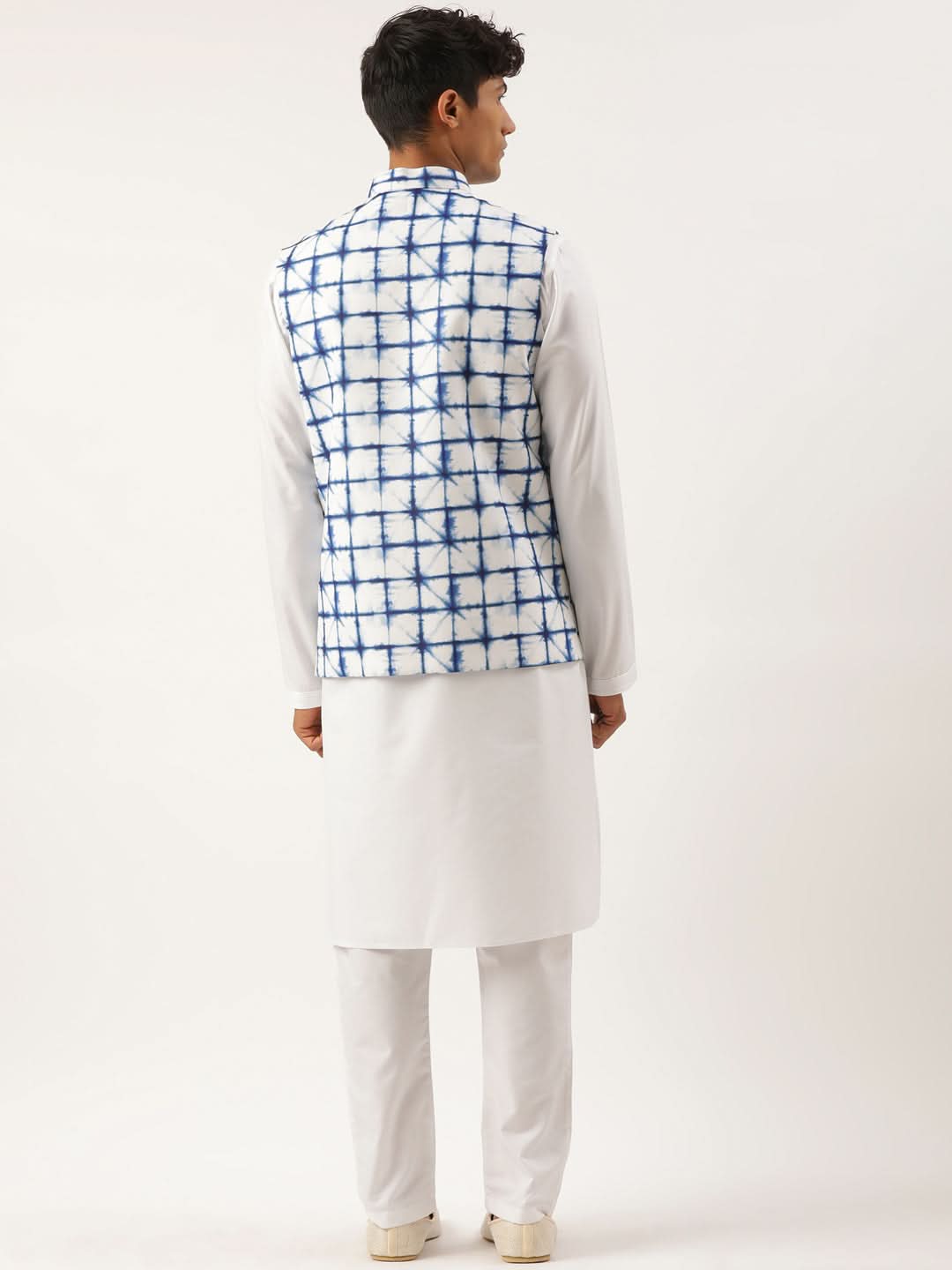 White Cotton Blue Tie Dye Jacket