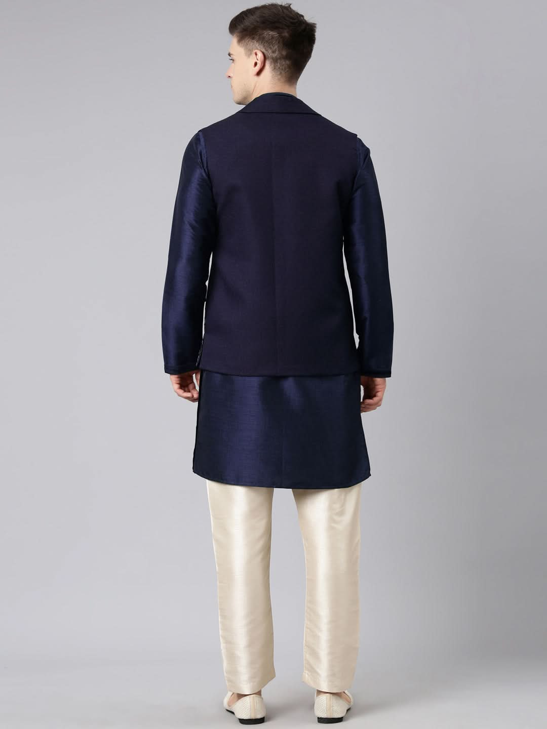 Dark Blue Layered lapel Style Jacket