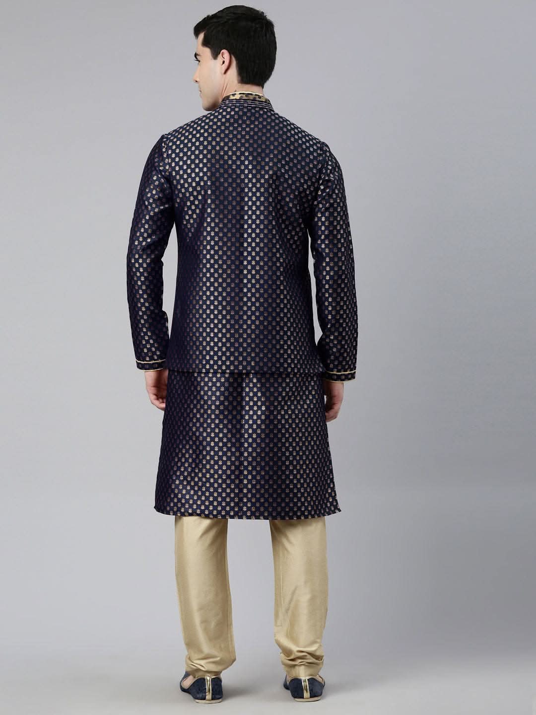 Navy Blue Brocade Jacket