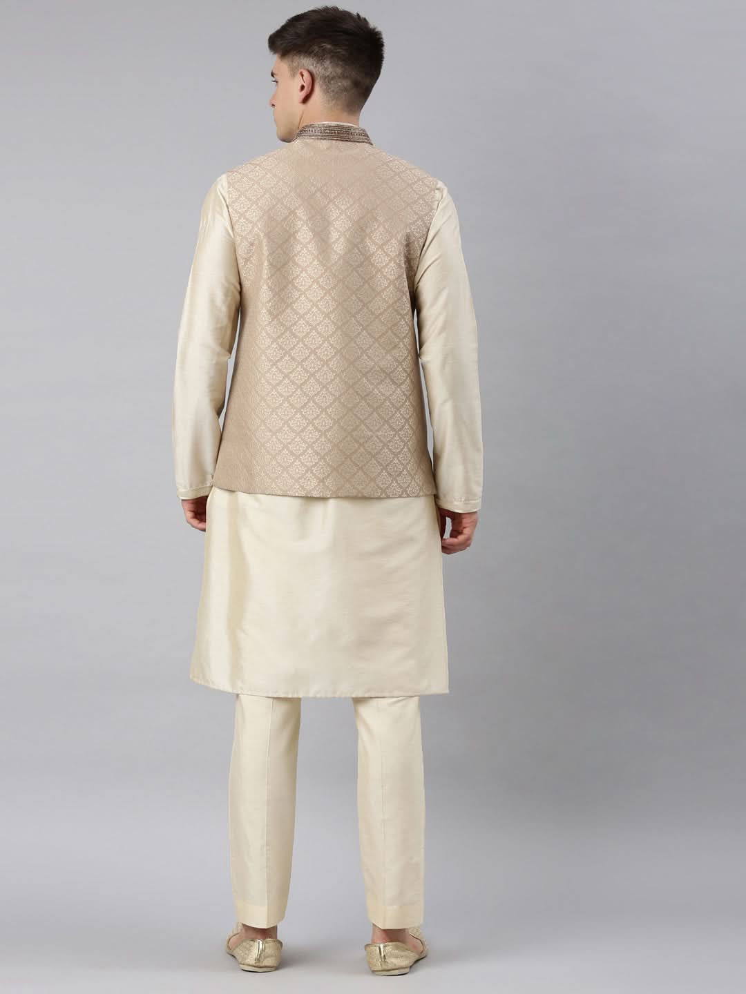 Beige Gold Jacquard Jacket