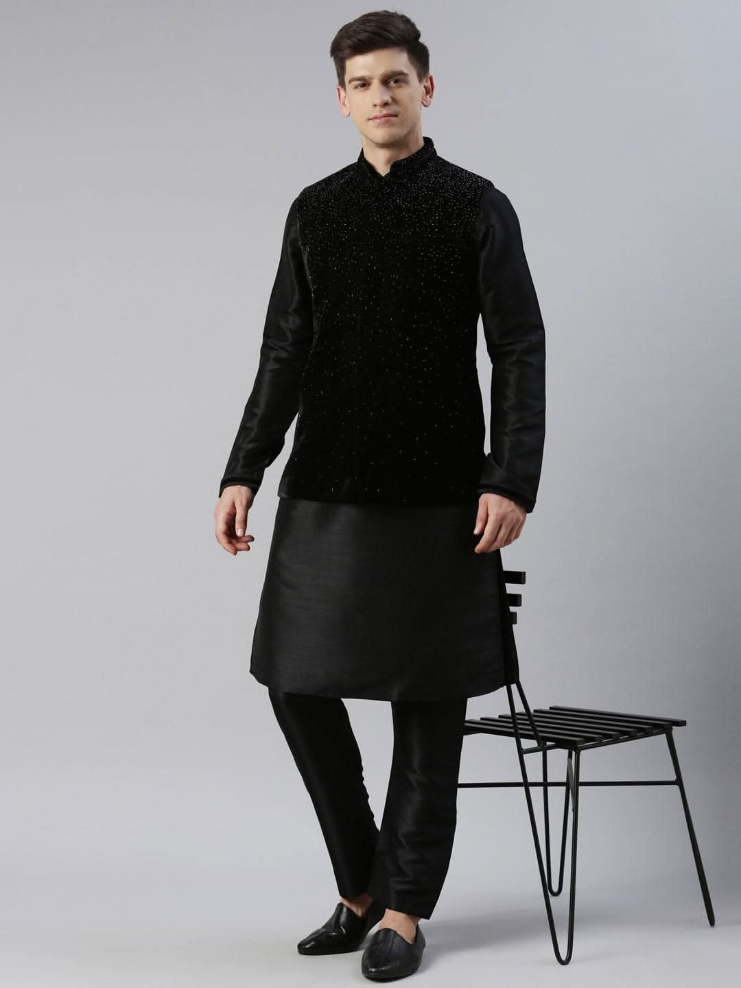 Black Velvet Hand Embroidery Jacket