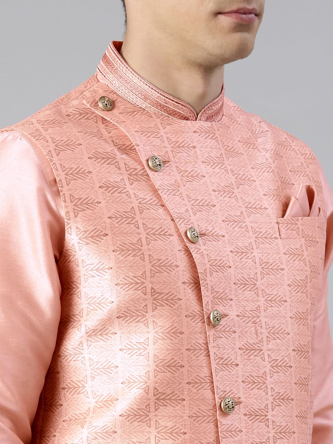 Pink Printed Overlap Jacket