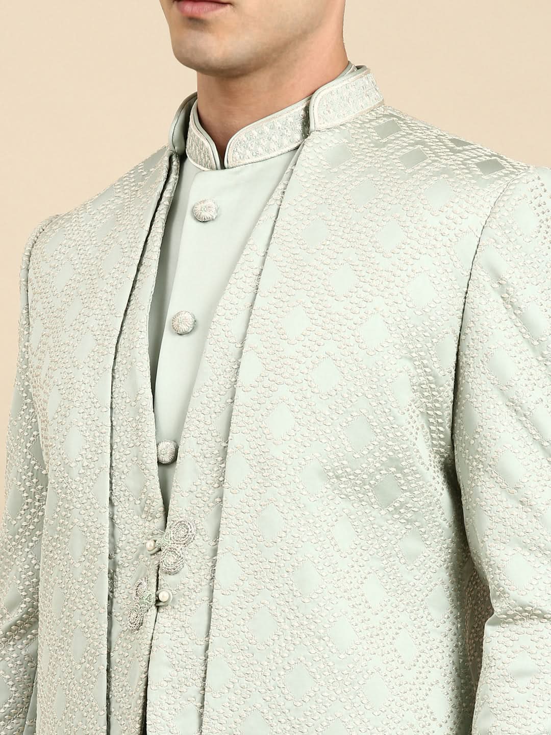 Light Green Layered  Indowestern