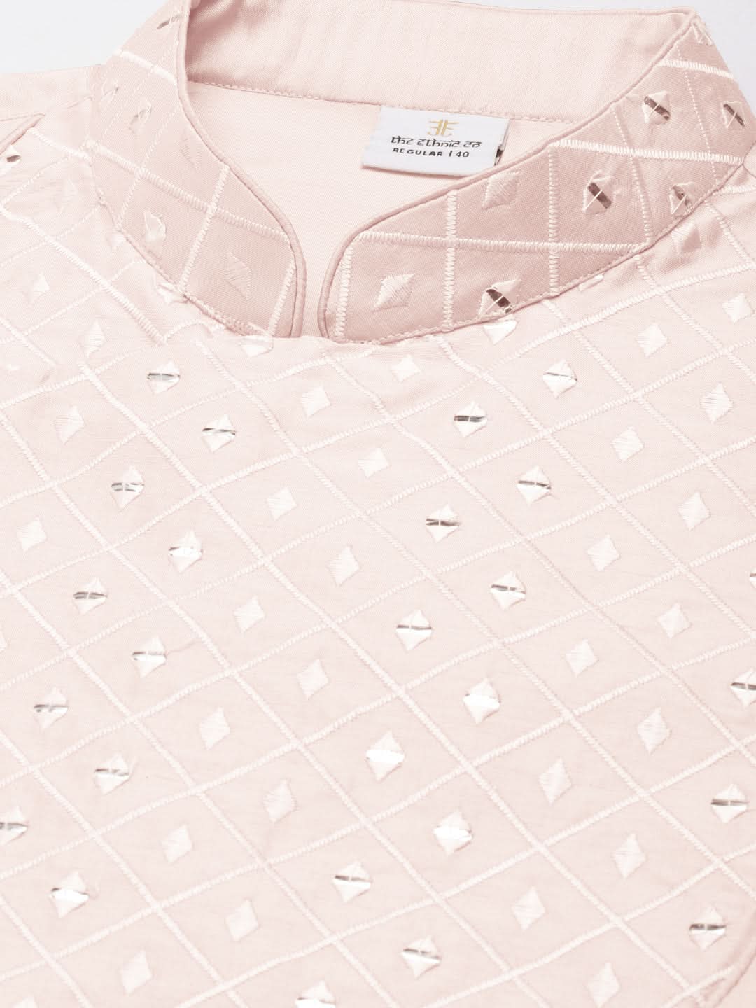 Light Pink Embroidery Angrakha Kurta Set