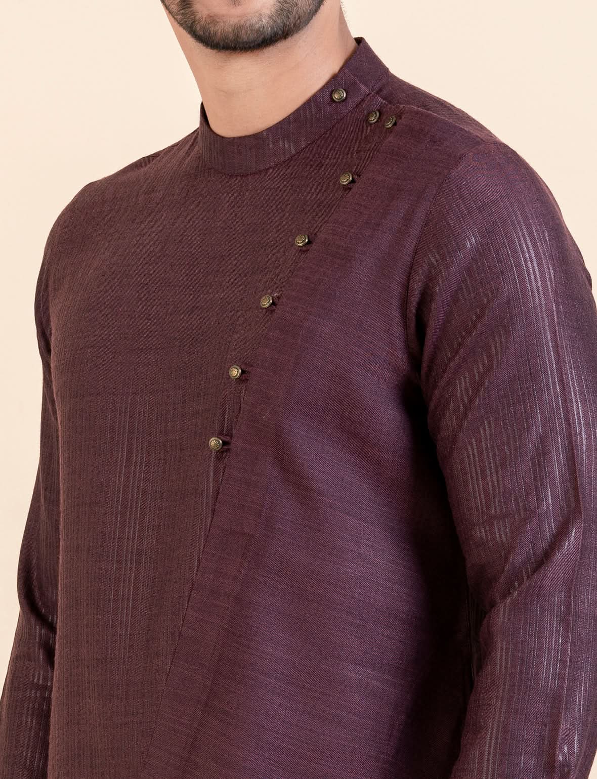 Wine Asymetric  Kurta Set