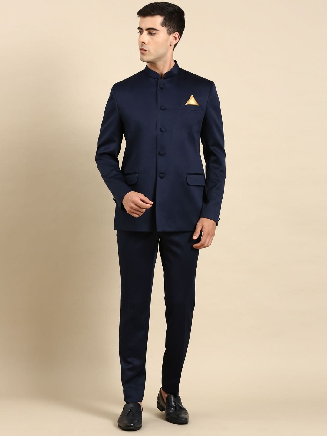 Navy  Blue Bandhgala Suit