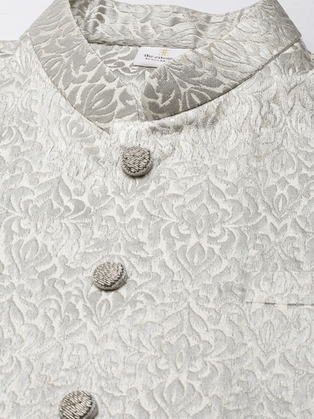 Steel Grey Jacquard Jacket With  Grey kurta