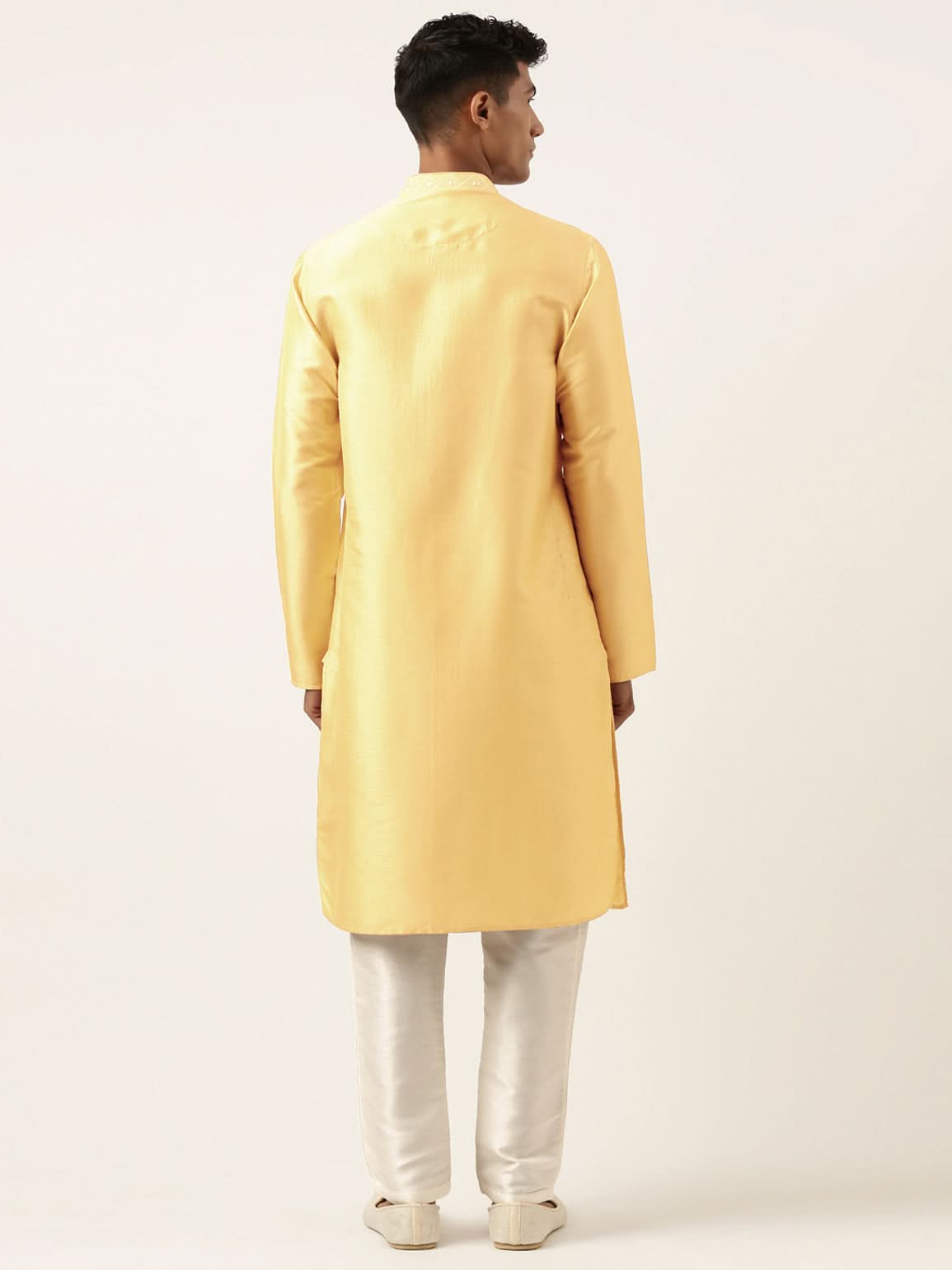 Yellow Embroidery Angrakha Kurta Set