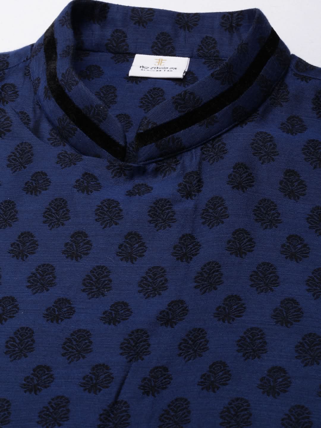 Navy Jacquard  Black Booti Chanderi Silk kurta set