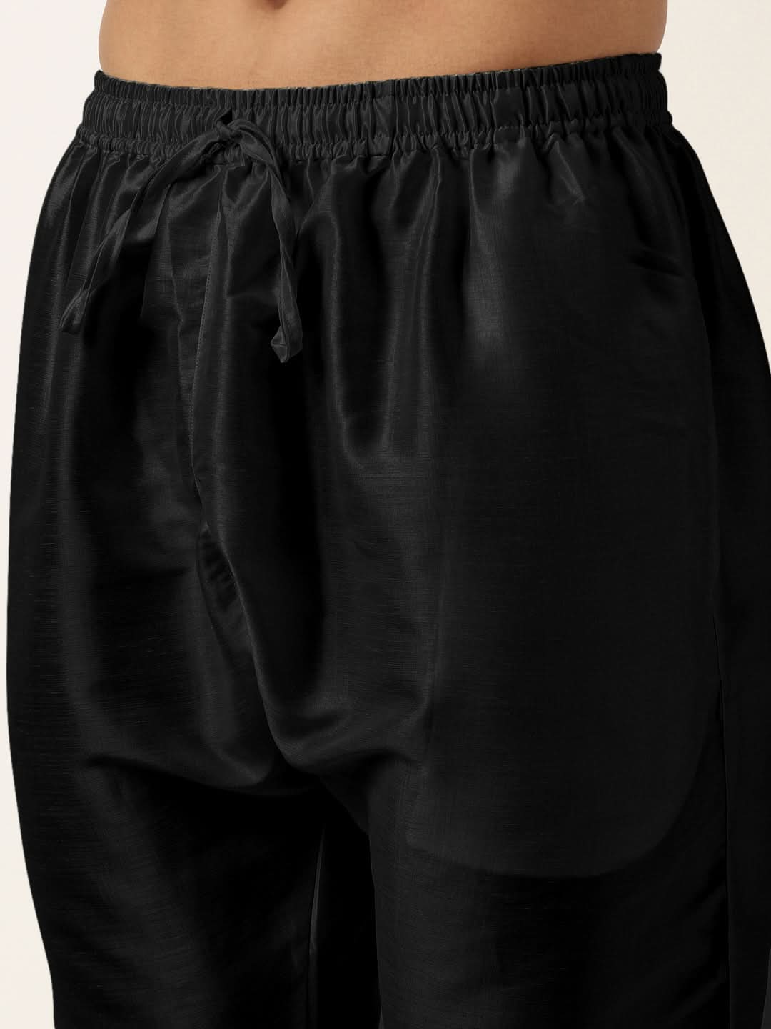 Black Embroidery Angrakha Kurta Set