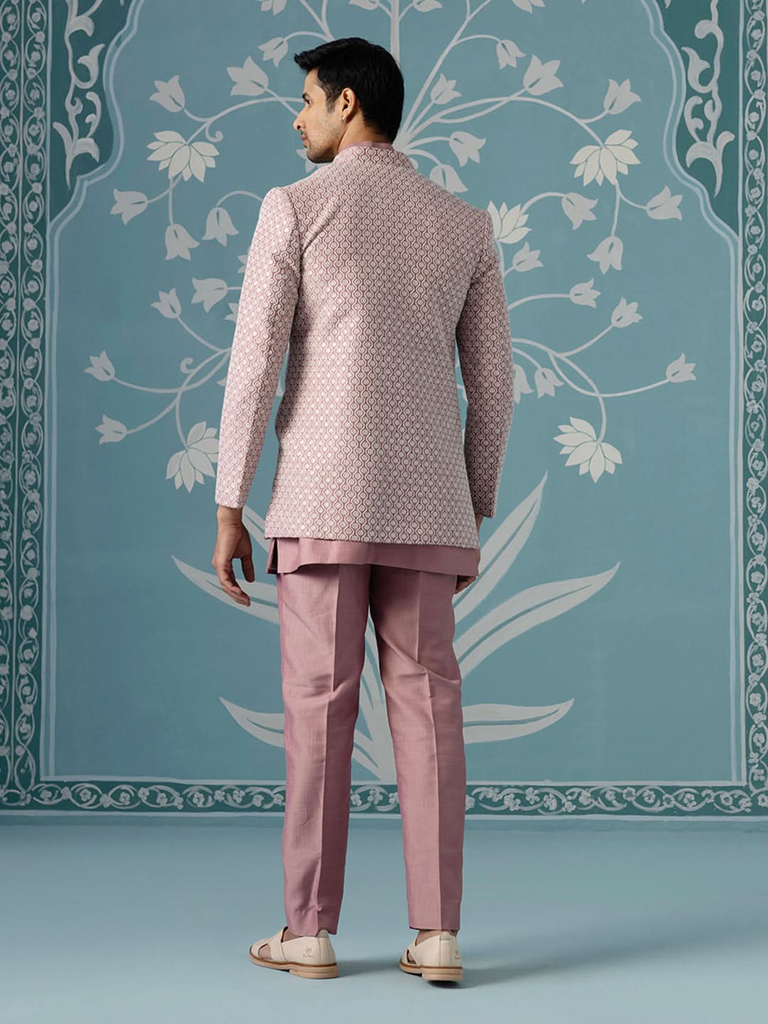 Onion Pink Open Indo with Layered Kurta Set