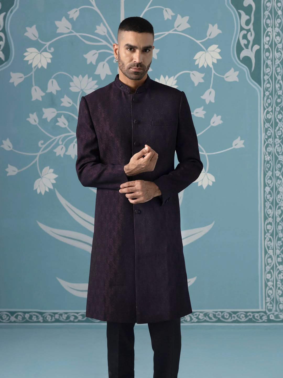 Dark Wine Closed Indo-Western Set