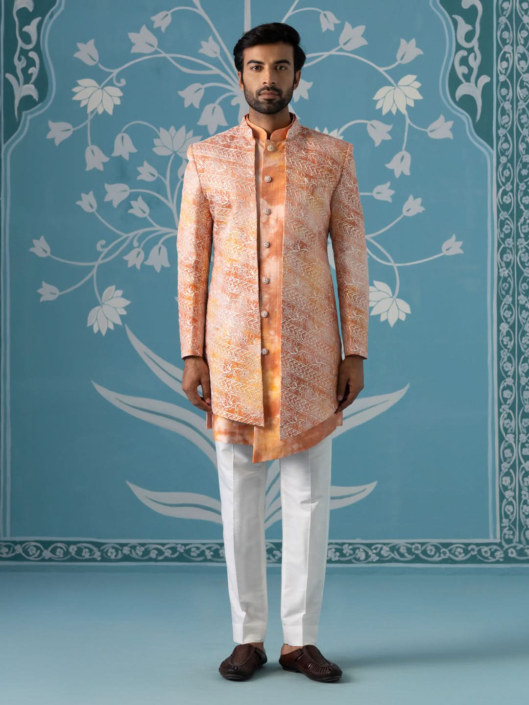 Multi-Orange Dyed Front-Open Indo Set
