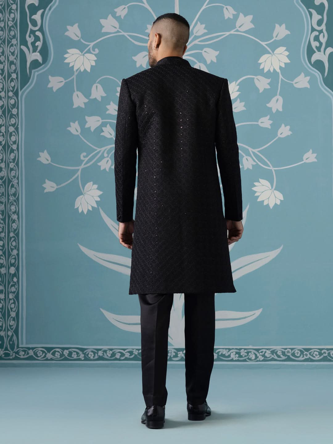 Black Embroidered Indo Set