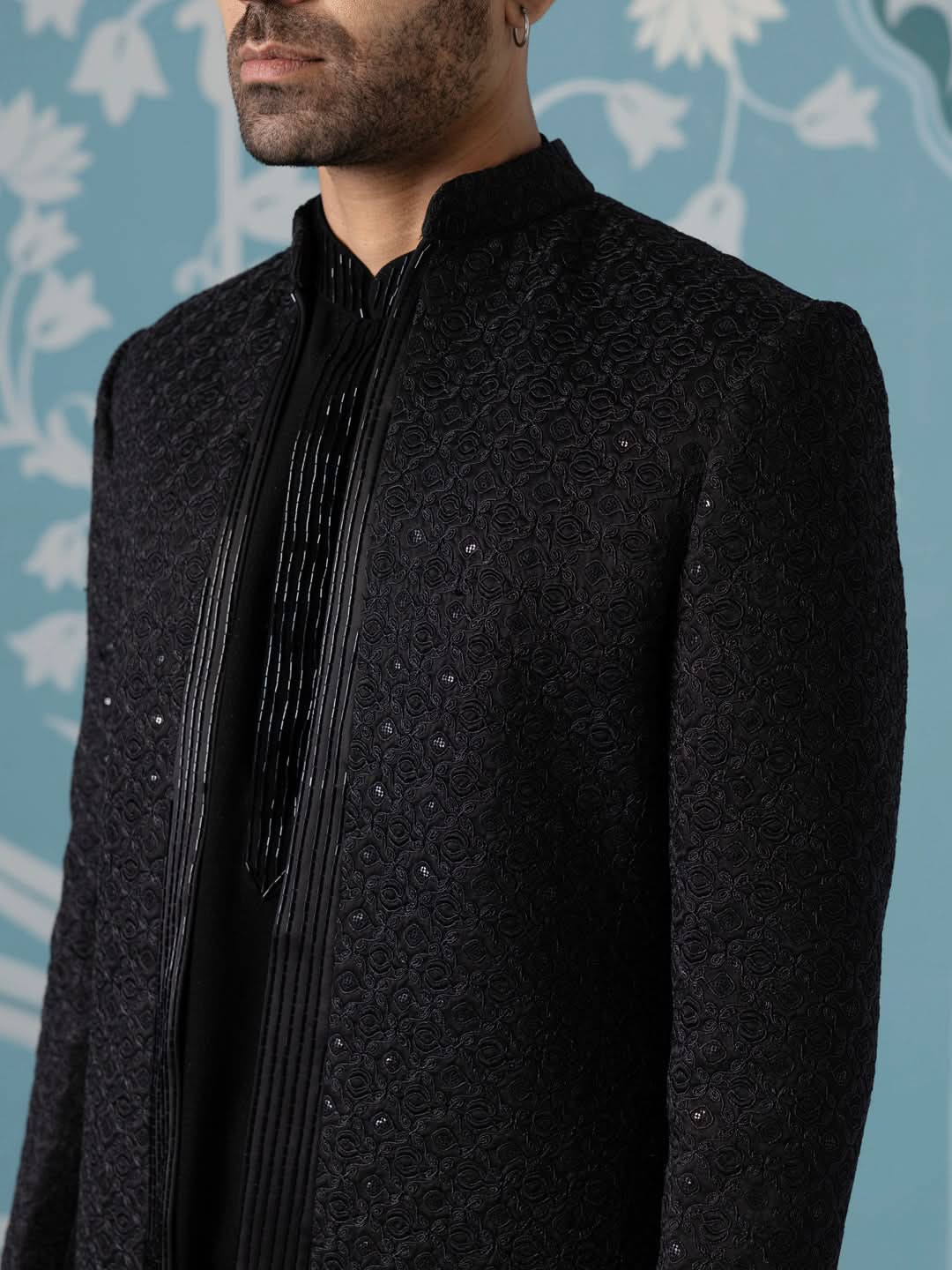 Black Embroidered Indo Set