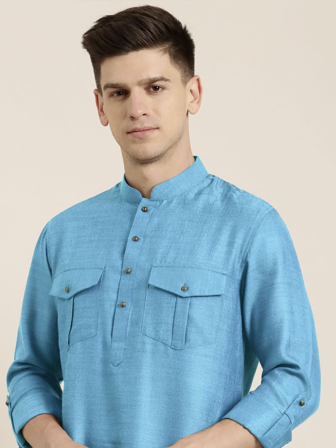 Blue Light cotton Short Pathani