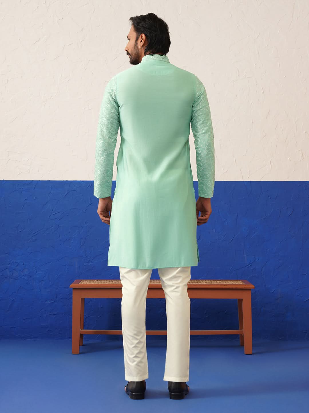 Powder Green Embroidered Kurta Set