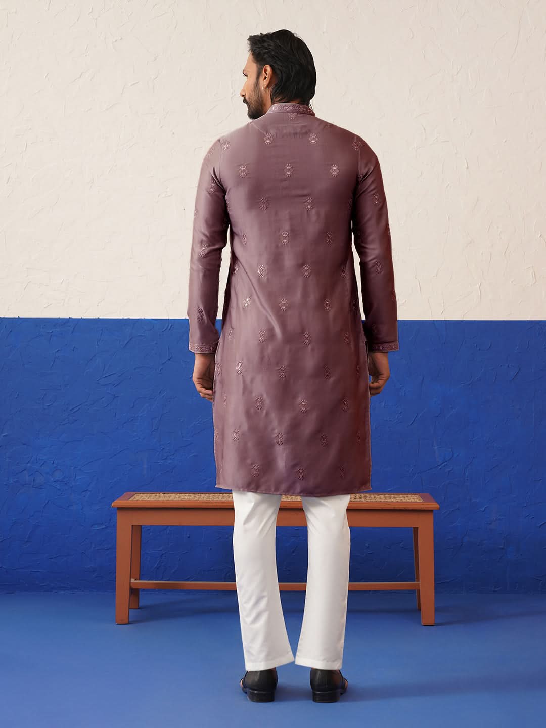 Brown Sequin Embroidered Ceremonial Kurta Set