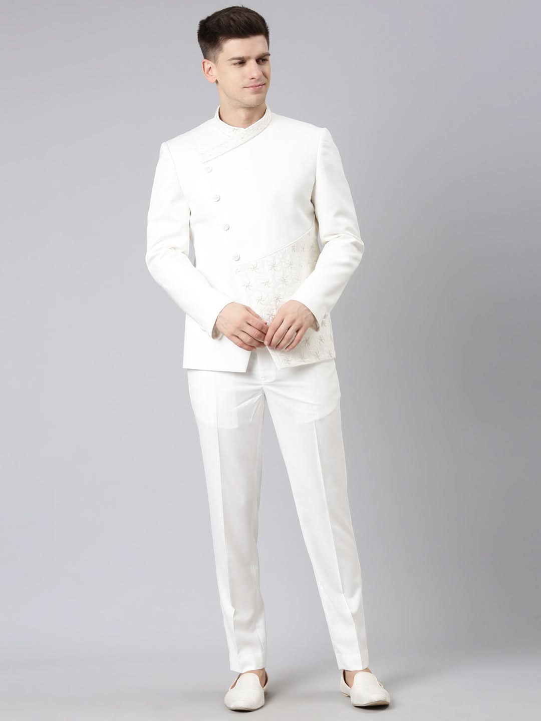 Offwhite overlap Design Bandhgala