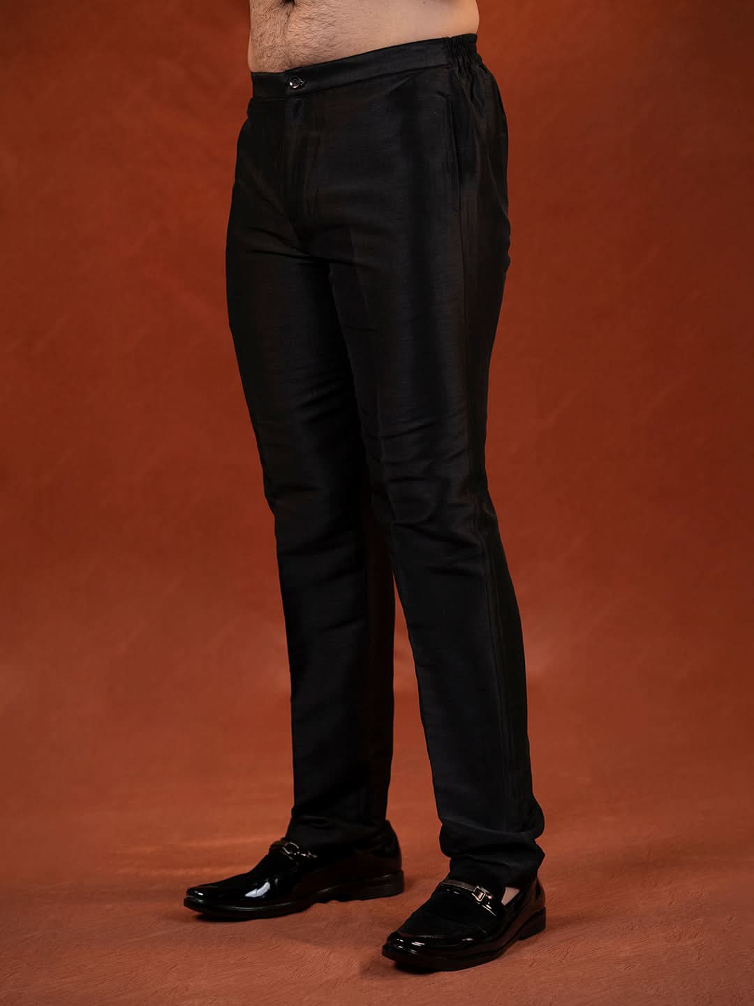 Black self textured Kurta Set