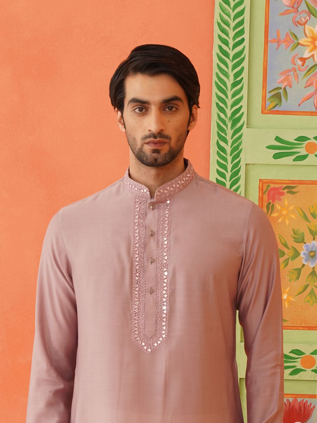 Onion Pink Computer Embroidery Kurta Set