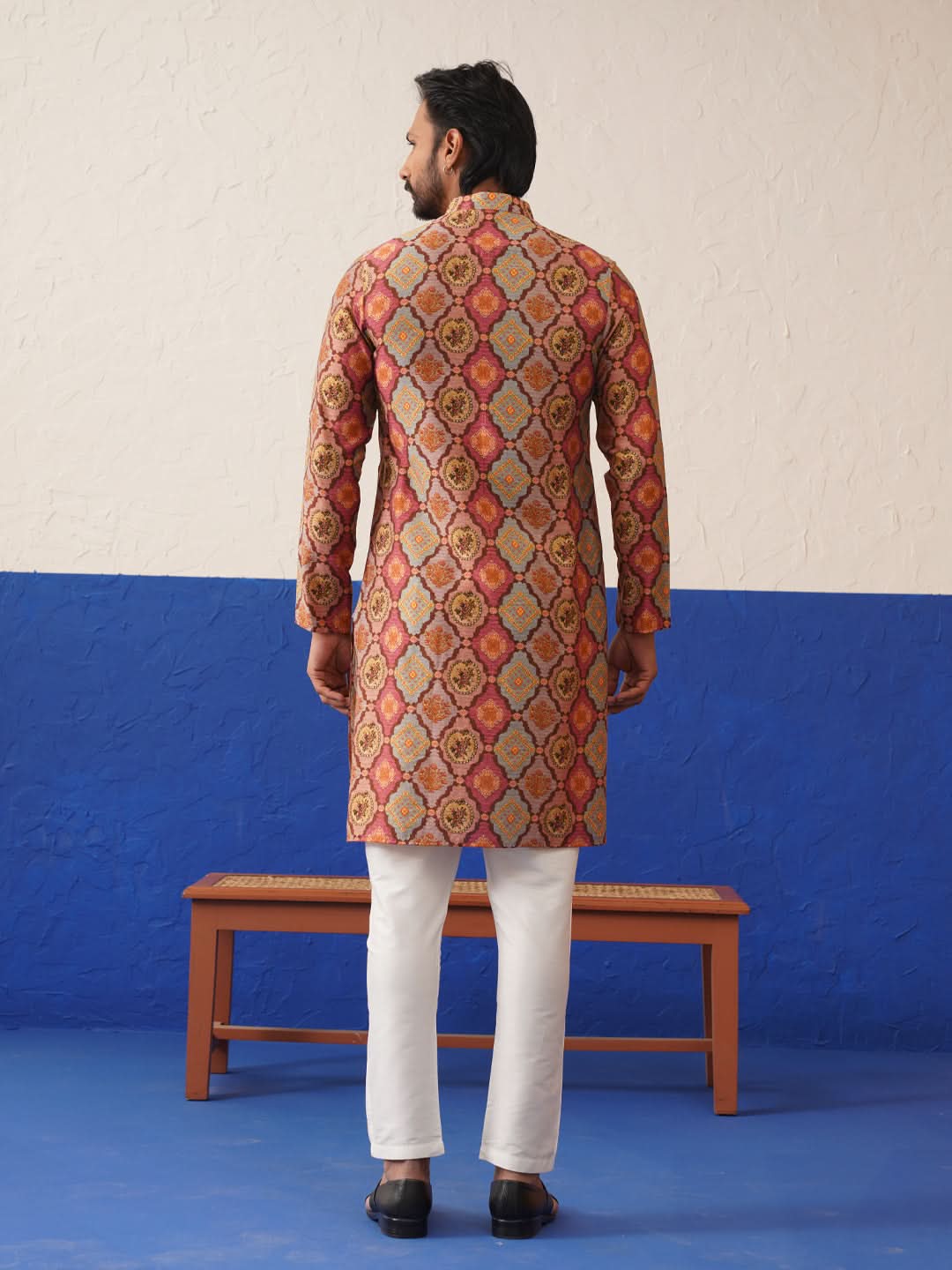 All over embroidered multi color printed Kurta set