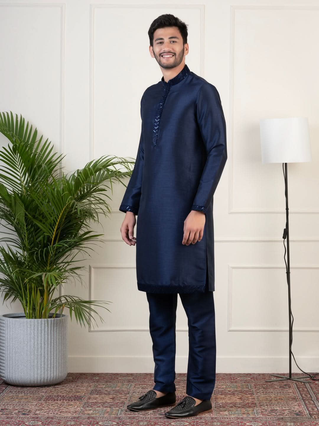 Navy Velvet  Sequin Embroidered  Indowestern