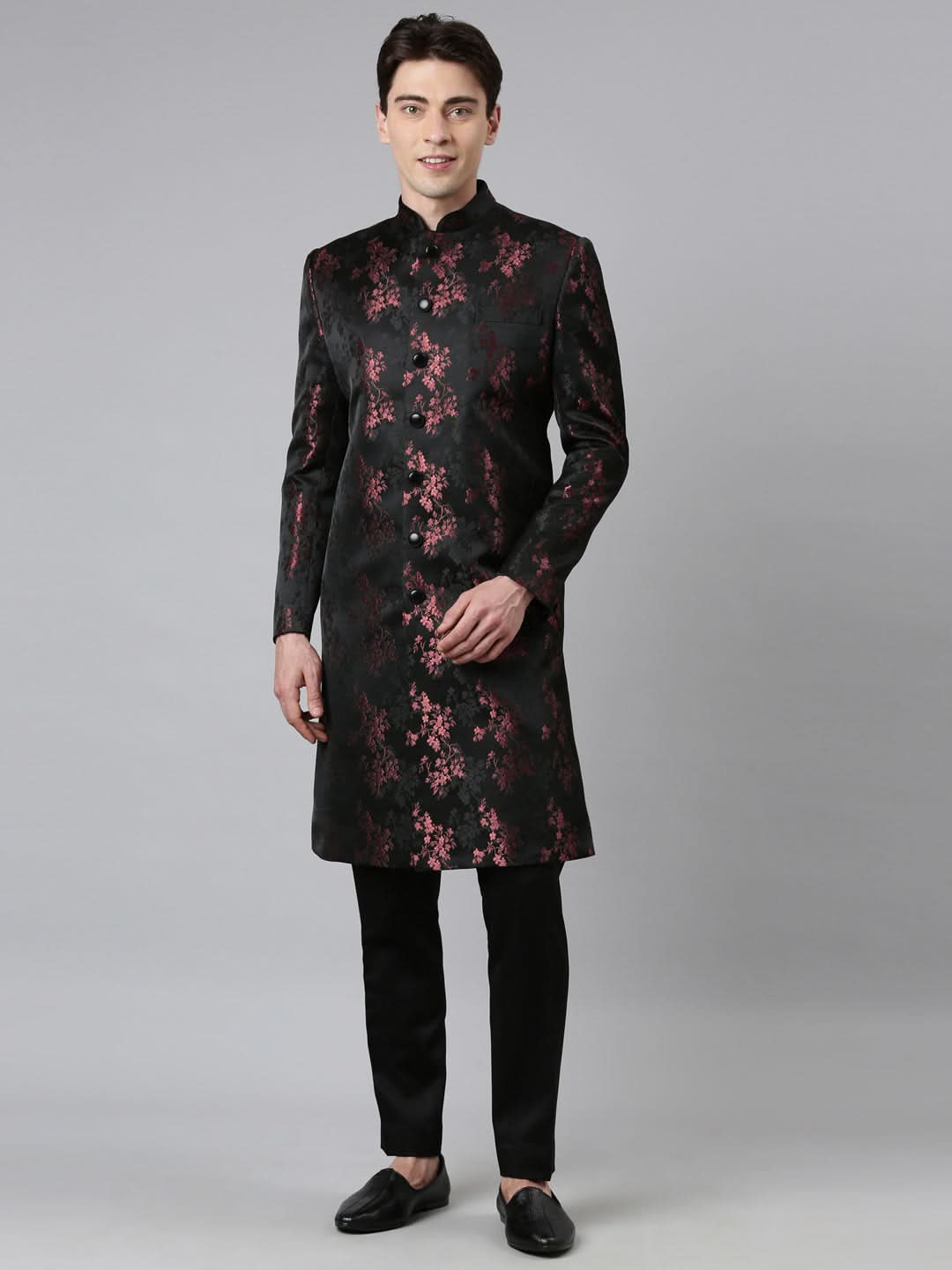Black Wine Jacquard Indo  Set
