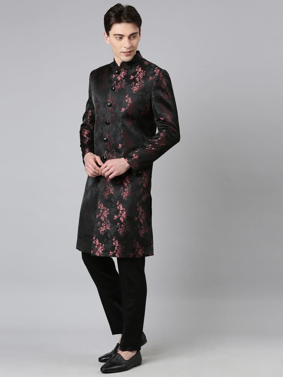 Black Wine Jacquard Indo  Set