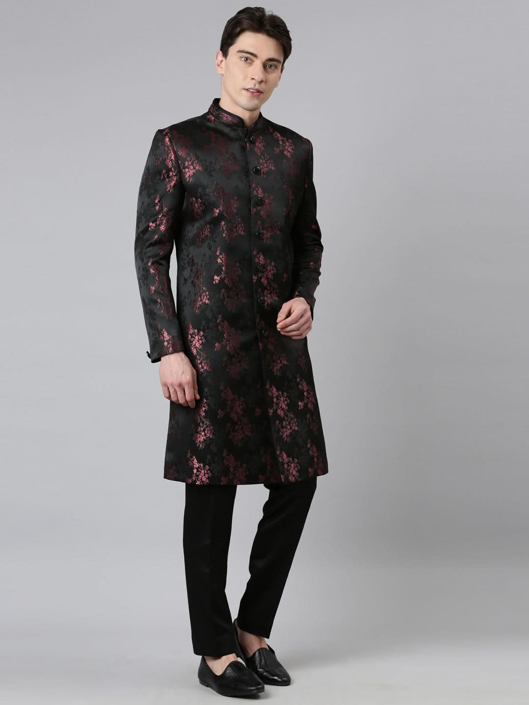 Black Wine Jacquard Indo  Set