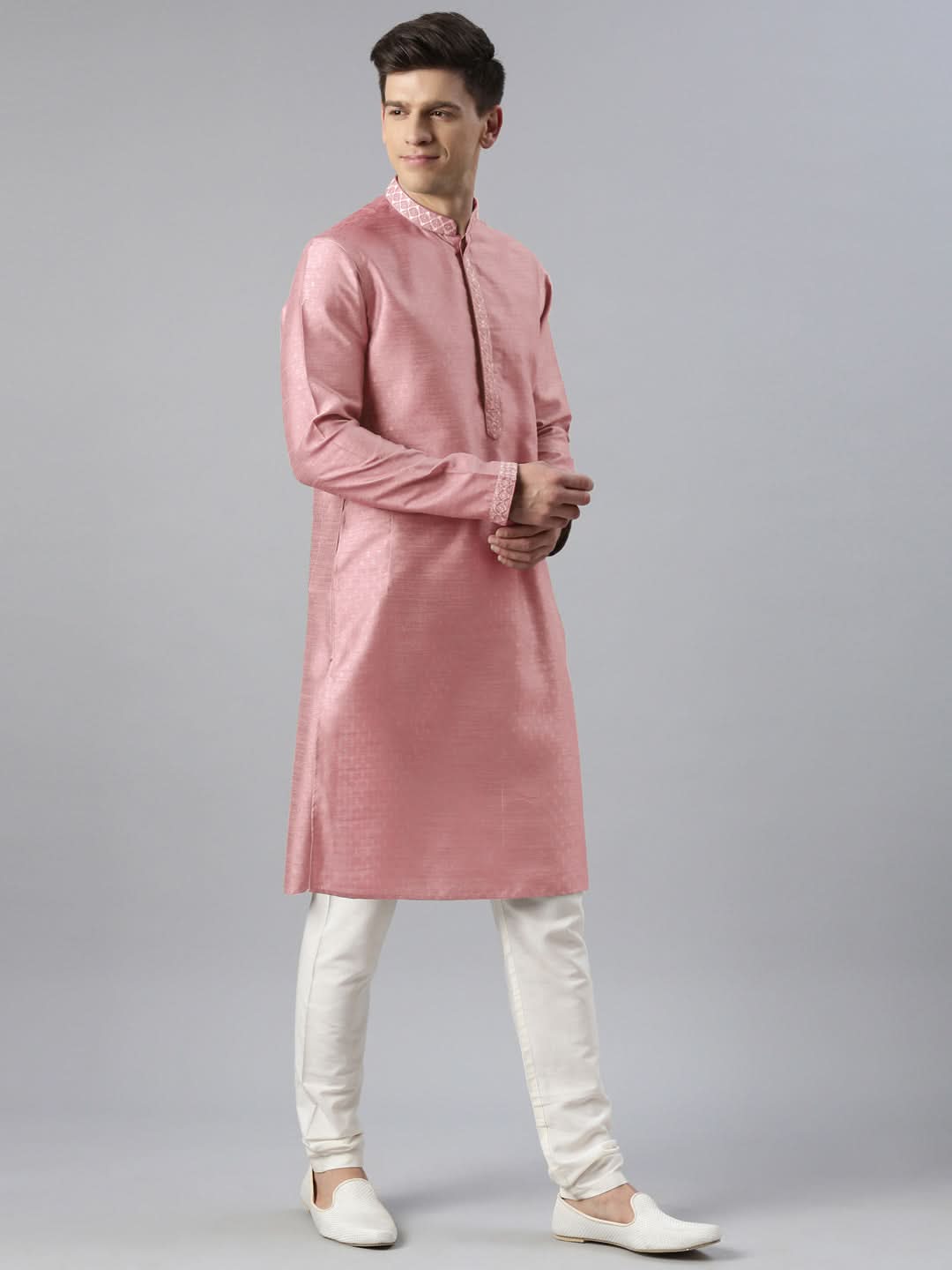 Pink Embroidered Jacket Kurta Set