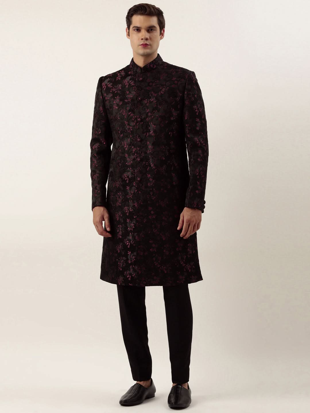 Wine Cord dori embroidered Indowestern
