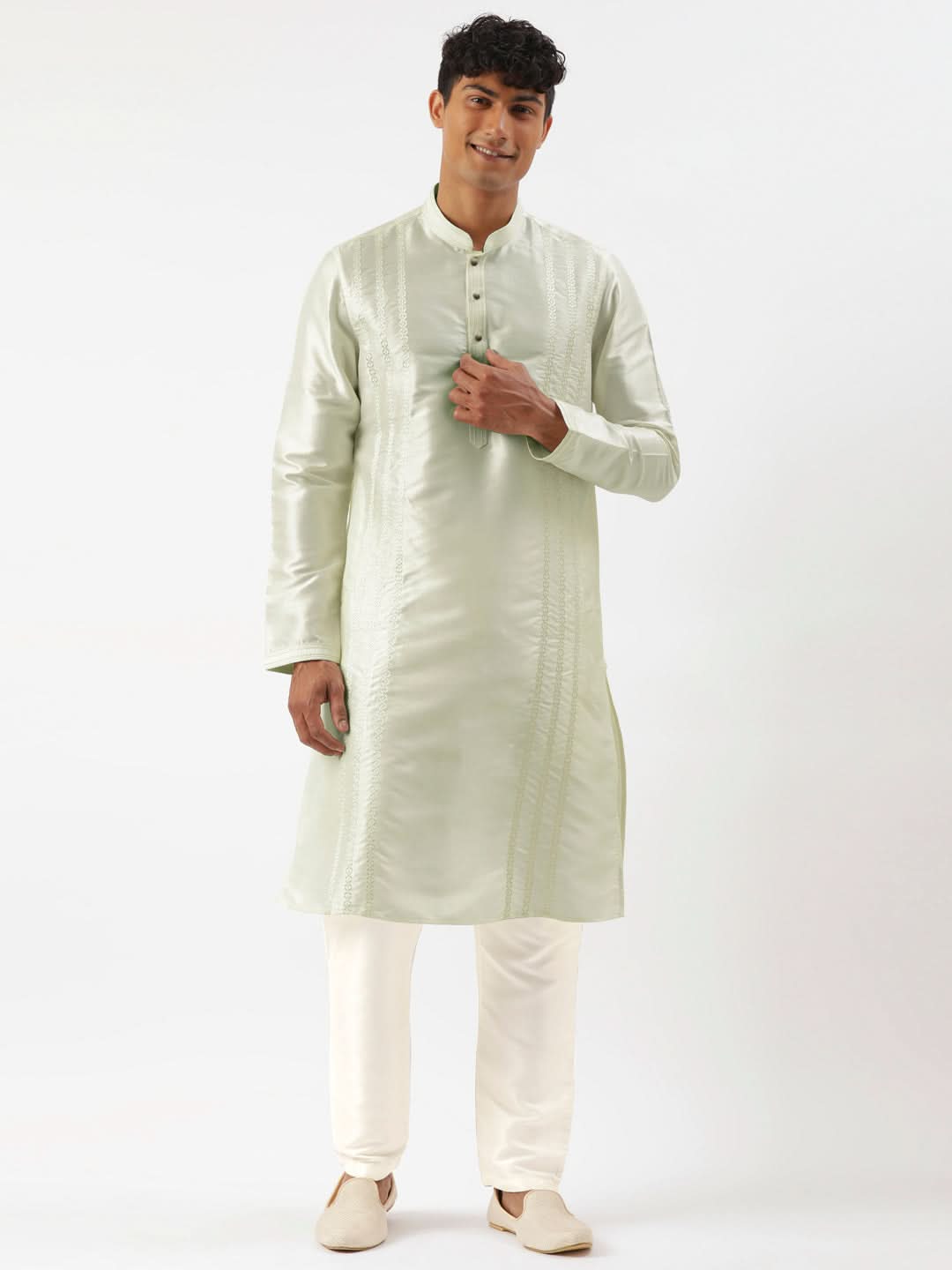 Light Green Embroidered Kurta Set