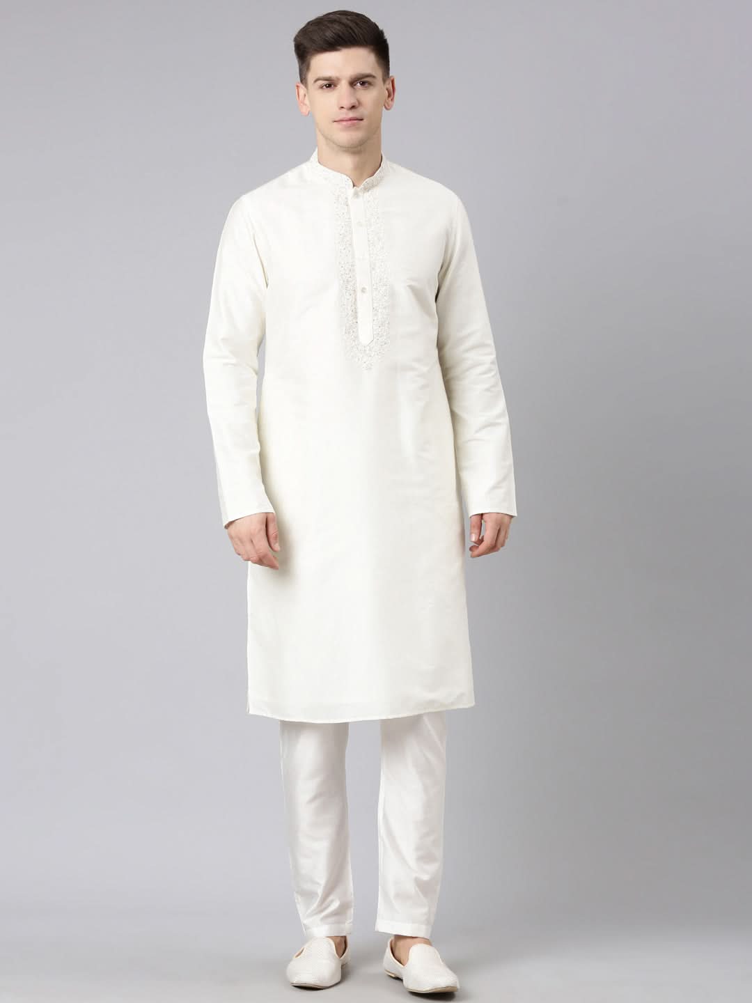 Cream Dori Embroidered  Kurta Set